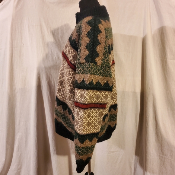 Vntg Copenhagen Lined Fair Isle Nordic Chunky Wool Sweater Made in Nepal L - Picture 3 of 7
